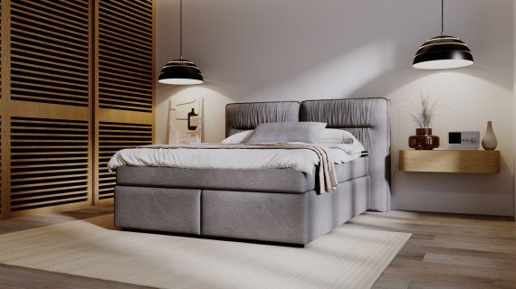 miniaturka Łóżko DOODII Grafitowe Kontynentalne do Sypialni