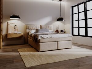 miniaturka Łóżko DOODII Grafitowe Kontynentalne do Sypialni