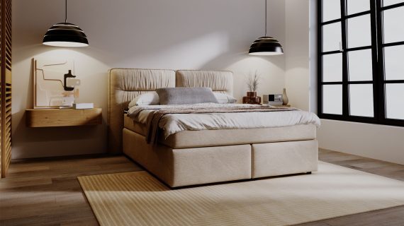 miniaturka Łóżko DOODII Grafitowe Kontynentalne do Sypialni