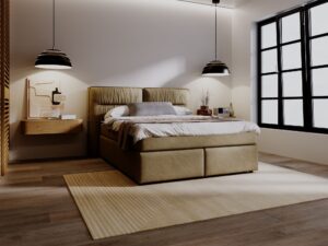 miniaturka Łóżko DOODII Grafitowe Kontynentalne do Sypialni