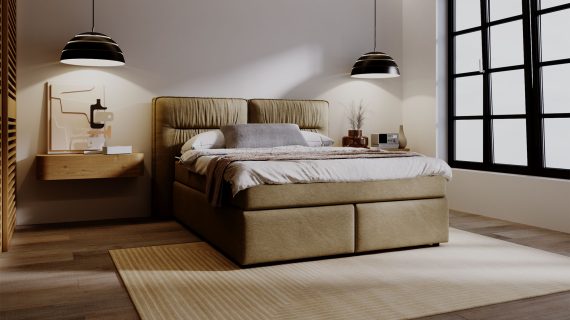 miniaturka Łóżko DOODII Grafitowe Kontynentalne do Sypialni