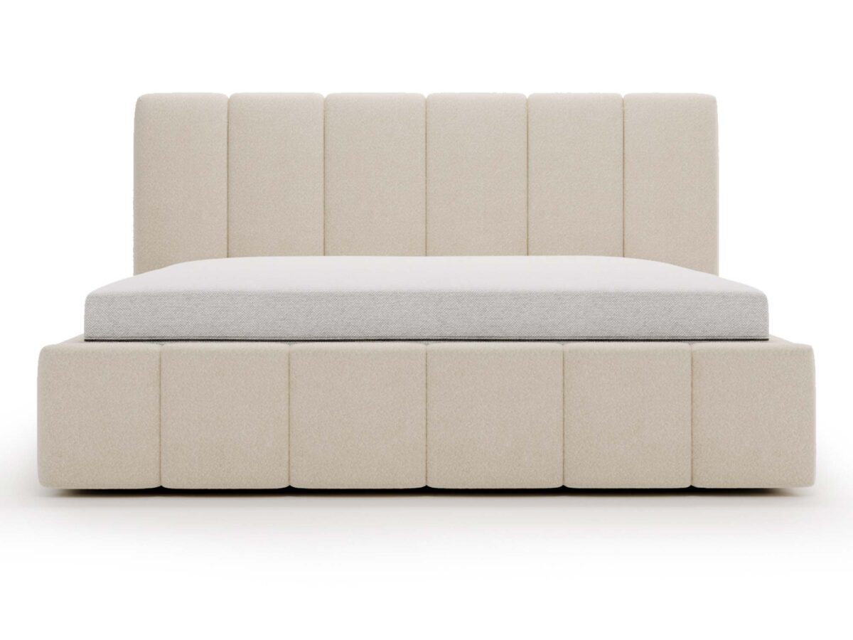 Łóżko ELBASIC Szare z Pikowanym Zagłówkiem