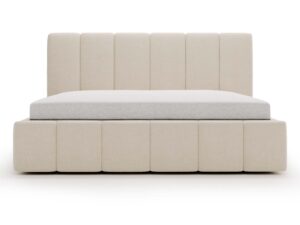 Łóżko ELBASIC Szare z Pikowanym Zagłówkiem