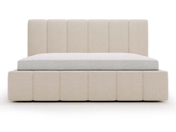 Łóżko ELBASIC Szare z Pikowanym Zagłówkiem