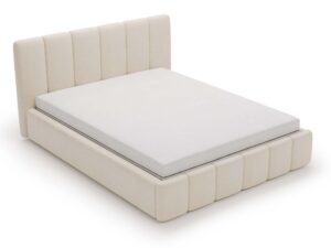 miniaturka Łóżko ELBASIC Szare z Pikowanym Zagłówkiem