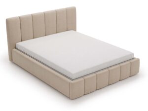 miniaturka Łóżko ELBASIC Szare z Pikowanym Zagłówkiem