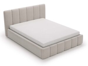 miniaturka Łóżko ELBASIC Szare z Pikowanym Zagłówkiem