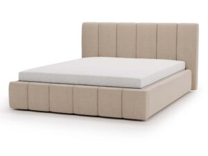 miniaturka Łóżko ELBASIC Szare z Pikowanym Zagłówkiem