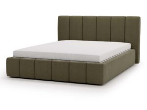 miniaturka Łóżko ELBASIC Szare z Pikowanym Zagłówkiem