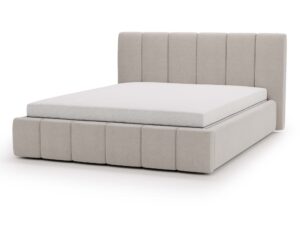 miniaturka Łóżko ELBASIC Szare z Pikowanym Zagłówkiem