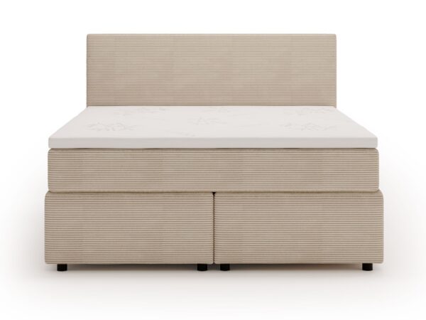 Kremowe łóżko ze sztruksu przód z materacem bambusowym