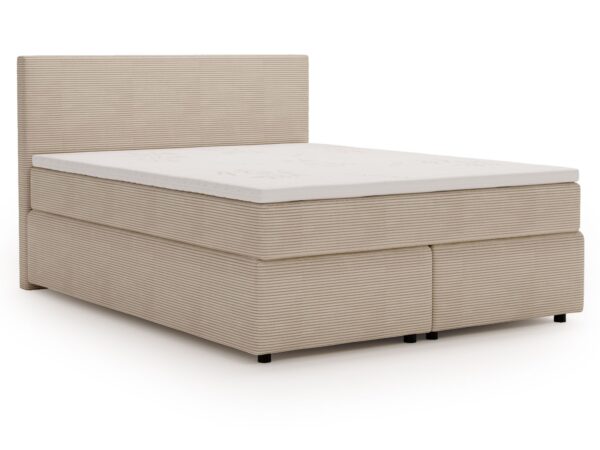 Beżowe łóżko sztruksowe perspektywa ukośna