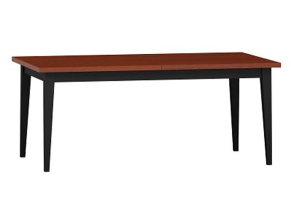 Nowoczesny stół z czarnymi nogami i blatem w kolorze drewna