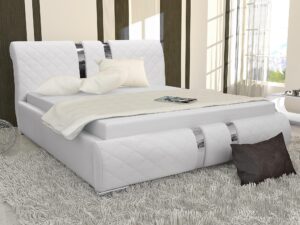 miniaturka Łóżko ASSE Tapicerowane z Ozdobną Listwą