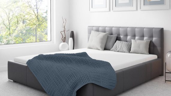 miniaturka Łóżko GIORNO Stylowe z Prostym Zagłówkiem