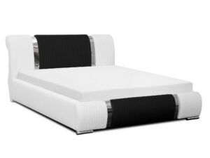 Łóżko FOGLIO Białe z Czarnymi Akcentami