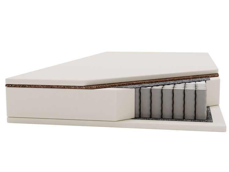 Materac na bazie sprężyn kieszeniowych z białą warstwą pianki