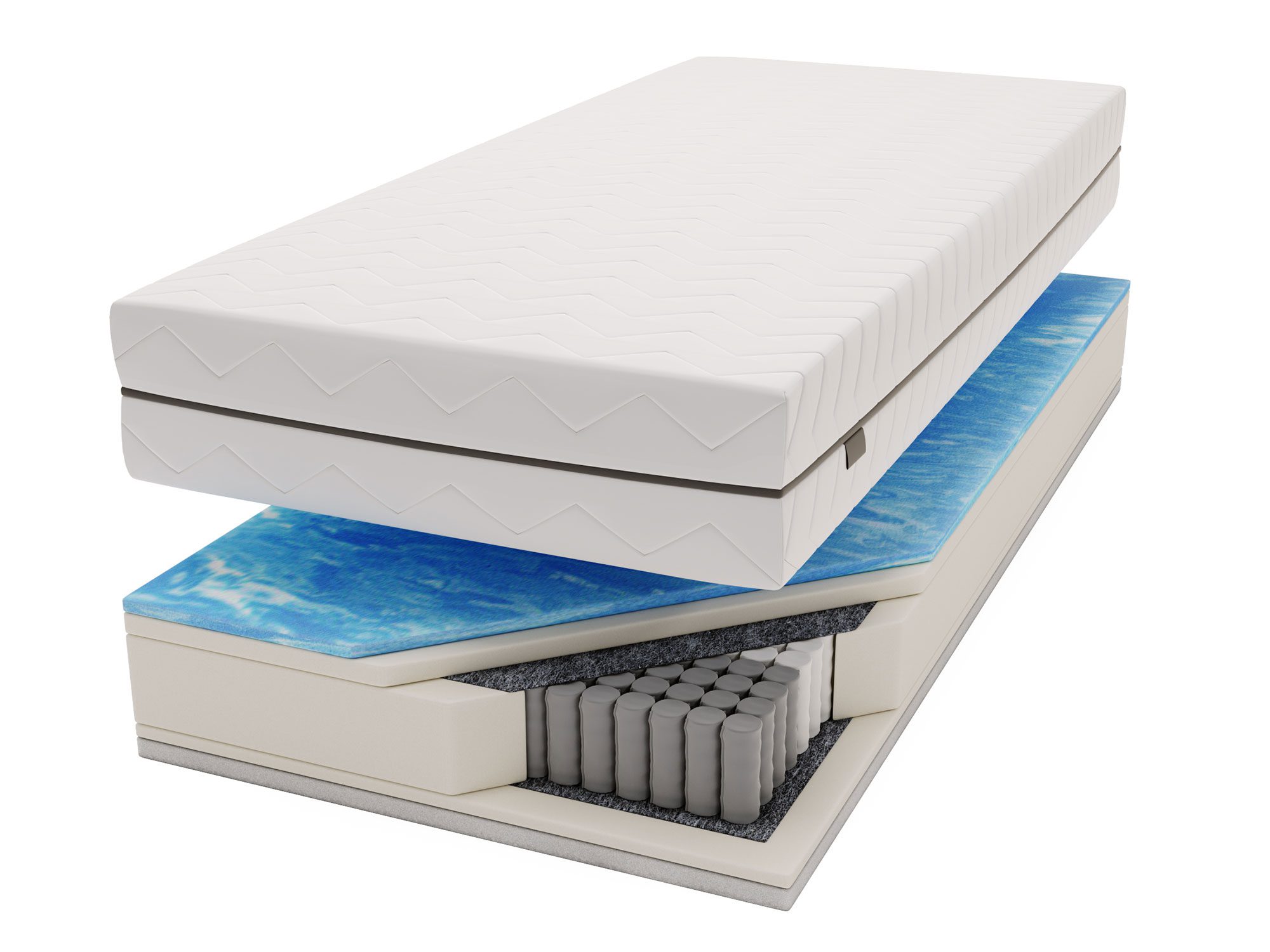 Materac z pokrowcem i kieszeniowymi sprężynami na spodzie Materac z pokrowcem i kieszeniowymi sprężynami na spodzie