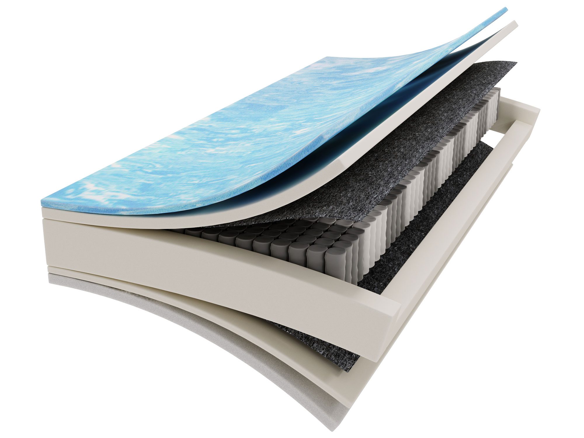 Materac z lateksu i sprężyn zbudowany warstwowo Materac z lateksu i sprężyn zbudowany warstwowo