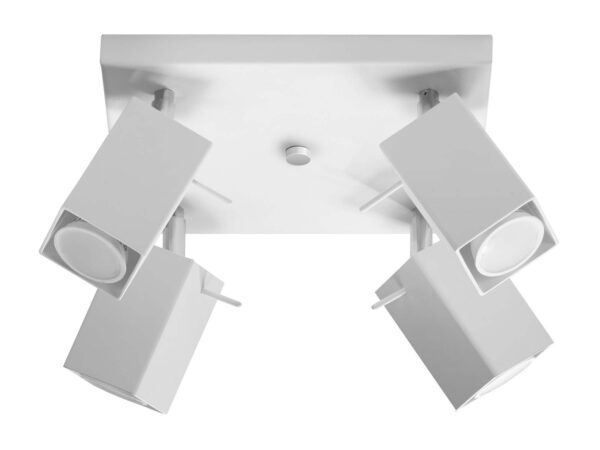 Biała lampa z czterema reflektorami LED, styl minimalistyczny