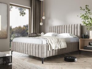 miniaturka Brązowe Łóżko Tapicerowane SENAPE