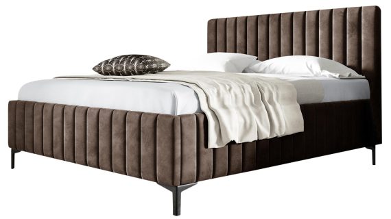 Brązowe Łóżko Tapicerowane SENAPE