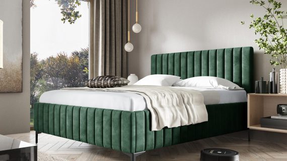 miniaturka Brązowe Łóżko Tapicerowane SENAPE