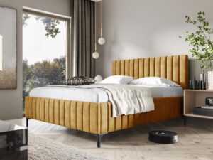 miniaturka Brązowe Łóżko Tapicerowane SENAPE