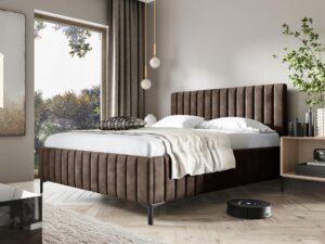 miniaturka Brązowe Łóżko Tapicerowane SENAPE