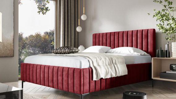 miniaturka Brązowe Łóżko Tapicerowane SENAPE