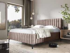 miniaturka Brązowe Łóżko Tapicerowane SENAPE