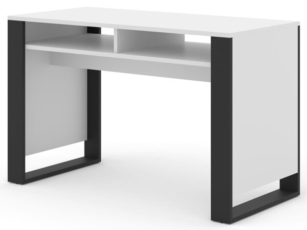 Białe biurko z czarnymi nogami w stylu industrialnym