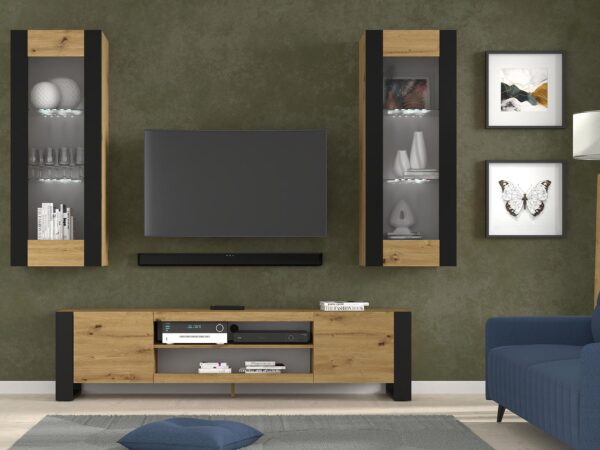 Meble RTV z witrynami i szafką pod telewizor w stylu nowoczesnym