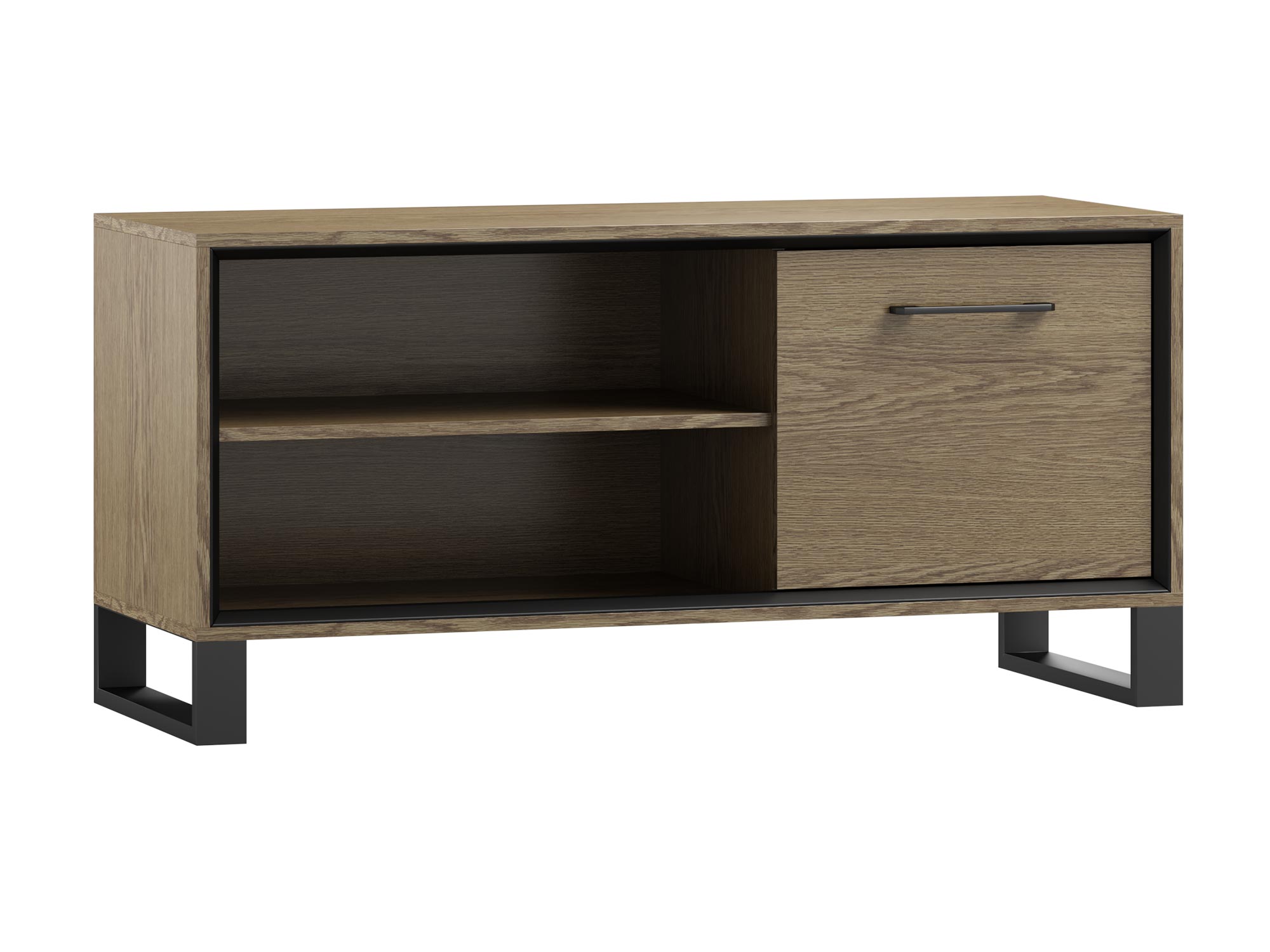 Szafka RTV z trzema szufladami i czarnymi nogami Szafka RTV z trzema szufladami i czarnymi nogami