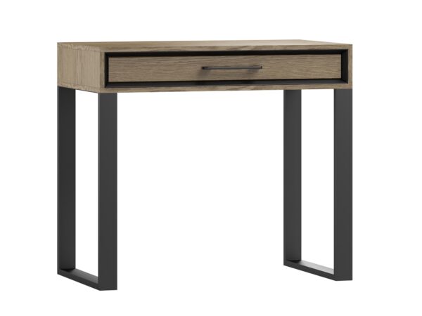 Industrialne biurko z szufladą i czarnymi nogami w kształcie litery U