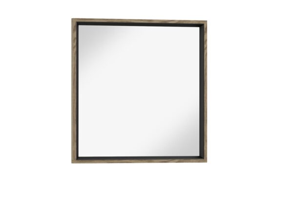 Kwadratowe lustro ścienne z czarną ramą w stylu industrialnym