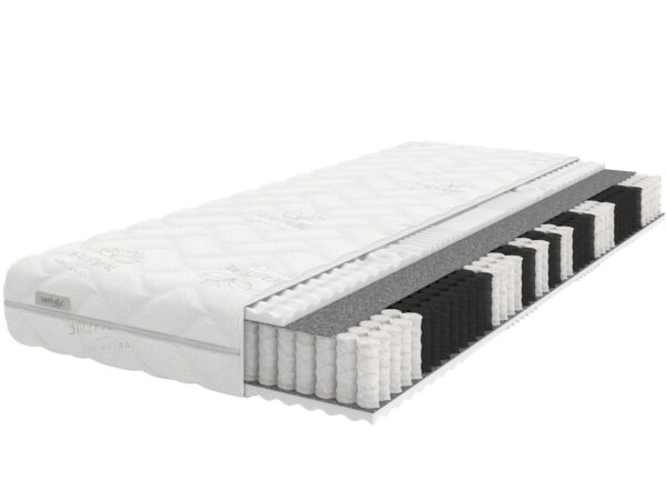 Materac sprężynowy z warstwą pianki i bawełnianym pokrowcem