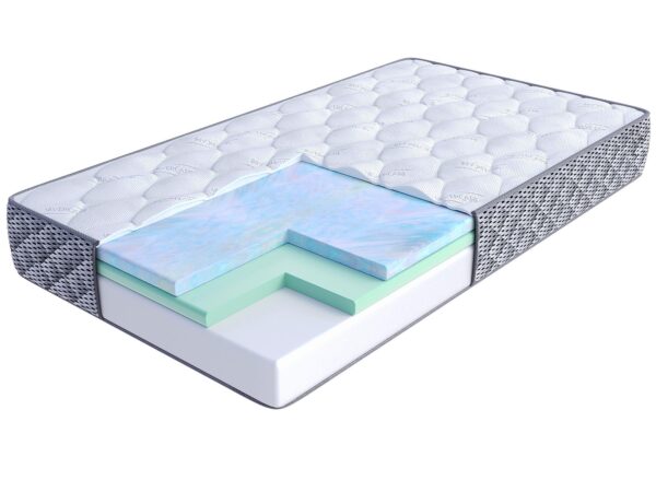 Materac piankowy z wkładem z pianki termoelastycznej i pokrowcem