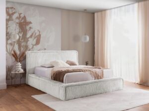 miniaturka Luksusowe Łóżko HOODIE z Prążkowaną Tapicerką