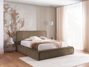 miniaturka Luksusowe Łóżko HOODIE z Prążkowaną Tapicerką