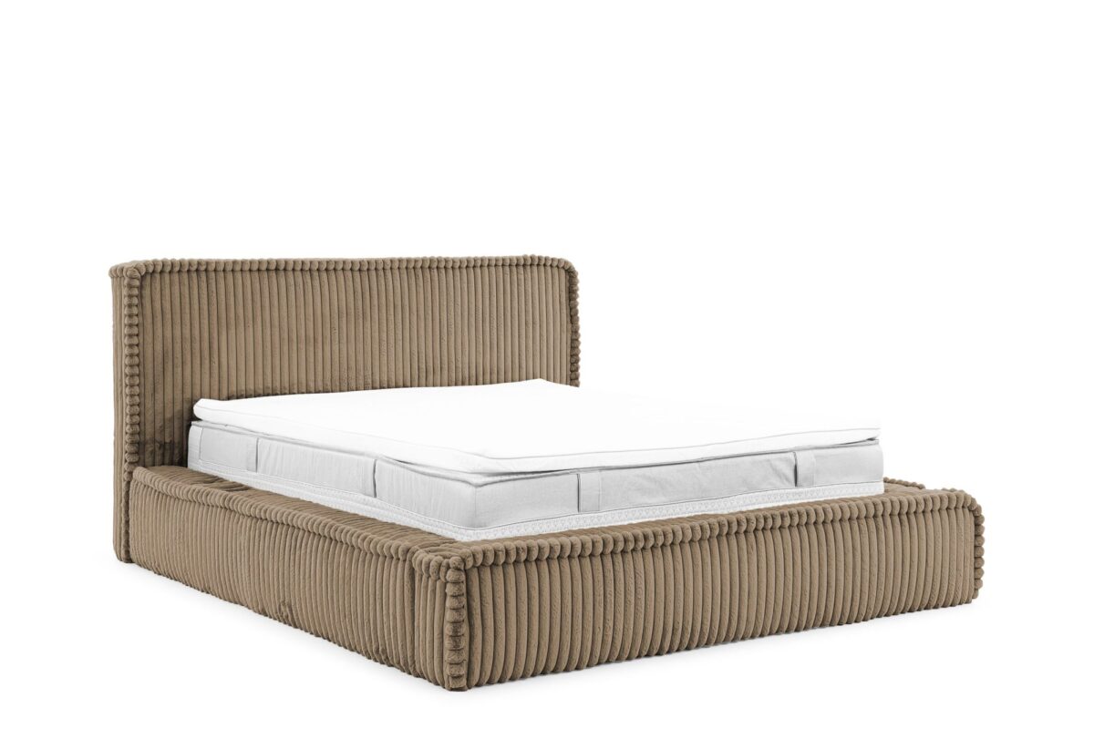 Luksusowe Łóżko HOODIE z Prążkowaną Tapicerką