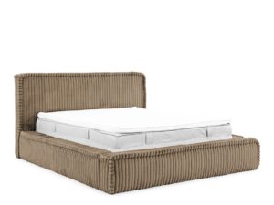 Luksusowe Łóżko HOODIE z Prążkowaną Tapicerką