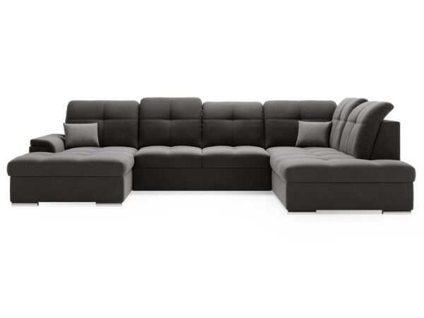 Grafitowa sofa narożna z głębokim siedziskiem