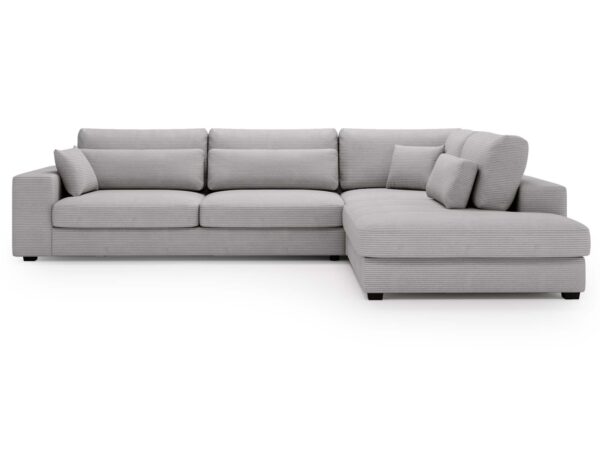 Szary narożnik z szezlongiem w nowoczesnym stylu