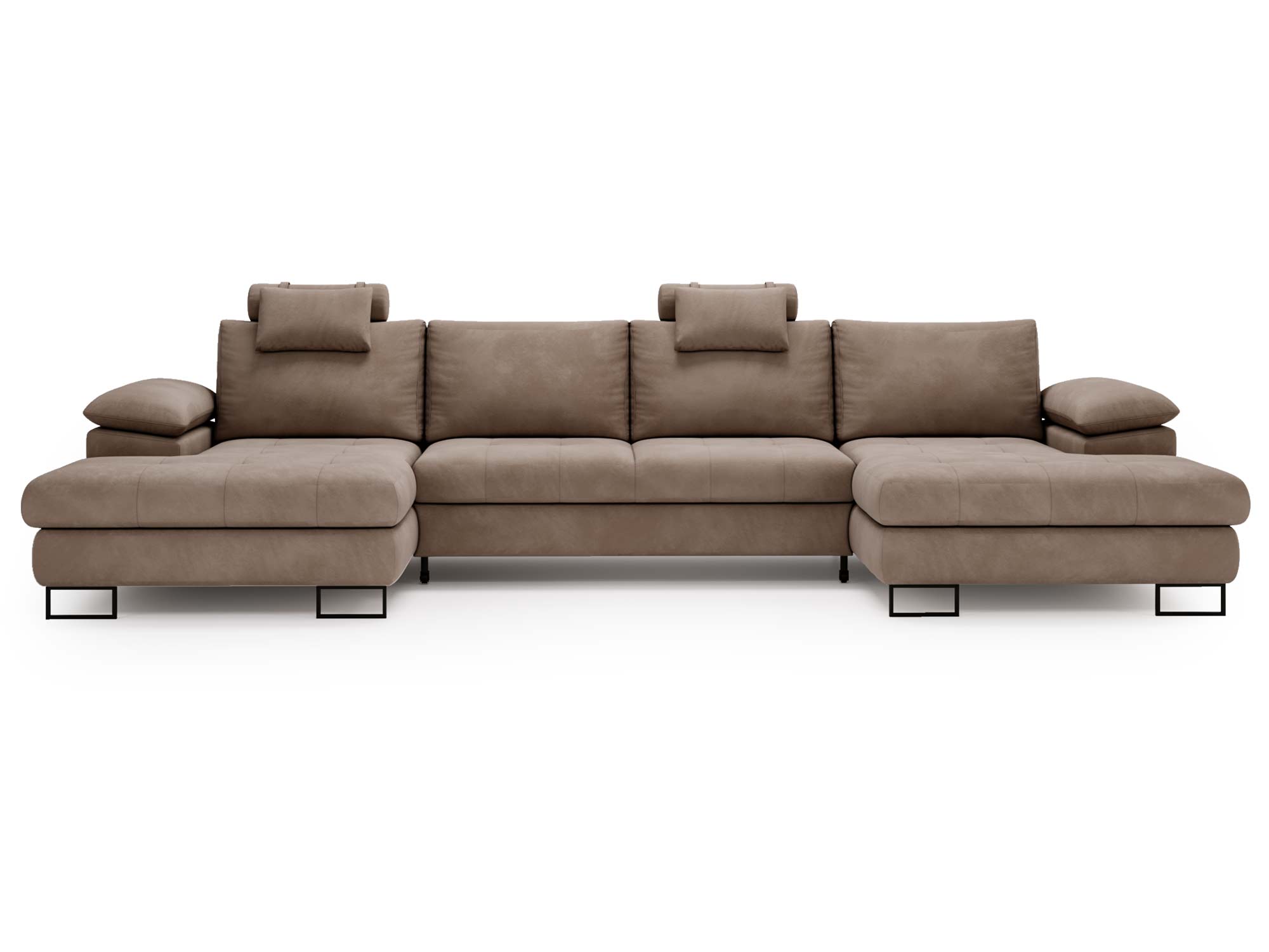 Czekoladowa sofa narożna z miękkim wykończeniem