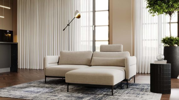 miniaturka Narożnik ELLIZA Beżowy z Funkcją Spania Piękny