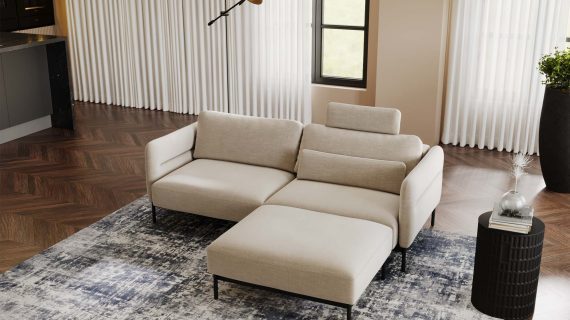 miniaturka Narożnik ELLIZA Beżowy z Funkcją Spania Piękny