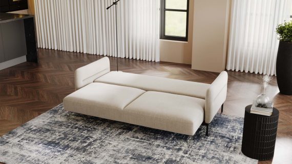 miniaturka Narożnik ELLIZA Beżowy z Funkcją Spania Piękny