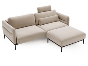 miniaturka Narożnik ELLIZA Beżowy z Funkcją Spania Piękny