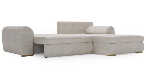 miniaturka Narożnik ELLIZA Beżowy z Funkcją Spania Piękny